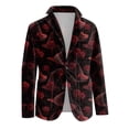 thumbnail image 4 of Domuza Mens Long Sleeve Blazer Corduroy Suit Jacket Sports Coat Casual Business Dress Floral Suit One Buttons with Pocket Multicolor 3XL, 4 of 6