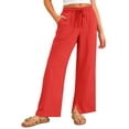 thumbnail image 2 of HCYSFG Uniform Pants For Girls Back To School Solid Color Elastic Waist Side Pocket Wide Leg Trousers Casual School Wear Pants, 2 of 9