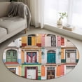 thumbnail image 2 of Puerto Rico Large Area Rugs for Bedroom Living Room, Soft Non Slip Carpet Bedside Rug, Vintage Boho Style Door Gates Round Floor Cover Kitchen Accent Rug 3' for Dining Room/Office, 2 of 9