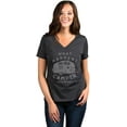 thumbnail image 2 of Thread Tank Stays In The Camper Women's Relaxed V-Neck T-Shirt Tee Charcoal X-Large, 2 of 6