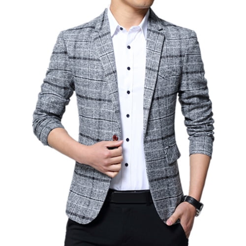 Men's Casual Slim One Button Suit Dress Blazer Coat Jacket Tops Business M-3xl