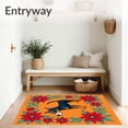 thumbnail image 3 of ODIKA 5'x7' Machine Washable Non-Slip Area Rug, Whimsical Terrier Hook Kit with Poinsettia Flower Border Arrangement High Traffic Rug, Orange, 636683, 3 of 7
