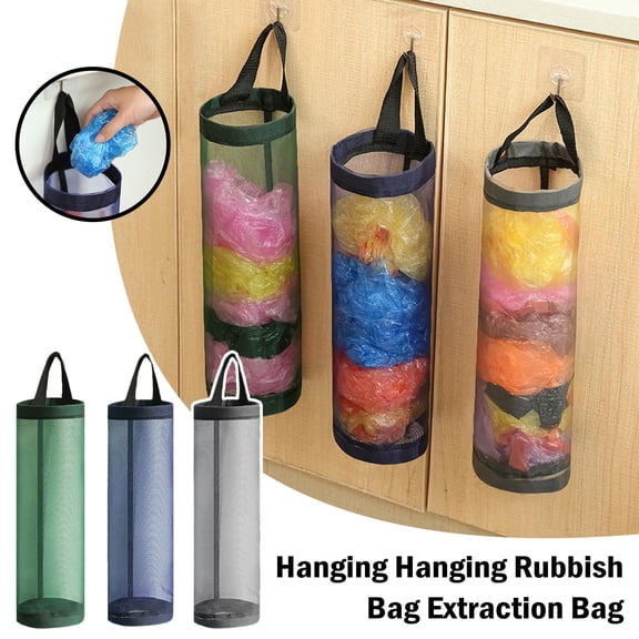 HAVELOR Hanging Mesh Grocery Bag Dispenser, 3 Colors, Saves Counter Space, Organize Plastic Bags in Kitchen or Garage(grey,One-size)