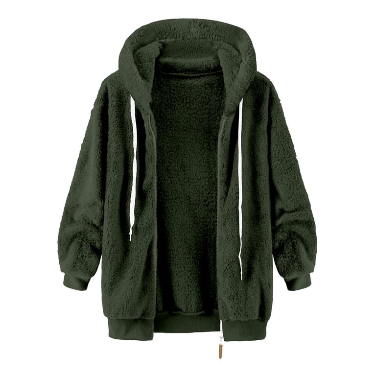 skpabo Winter Coats for Women Fuzzy Fleece Jackets Full Zipper Pockets  Hoodie Jacket Winter Warm Soft Teddy Hooded Outerwear Plush Hoody Warm  Overcoat Cardigan - Walmart.com