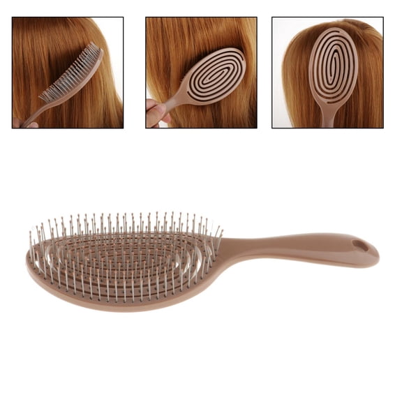 Detangling Comb Brush Styling w/ Handle Comb Women for Curly Thick Hair Coffee