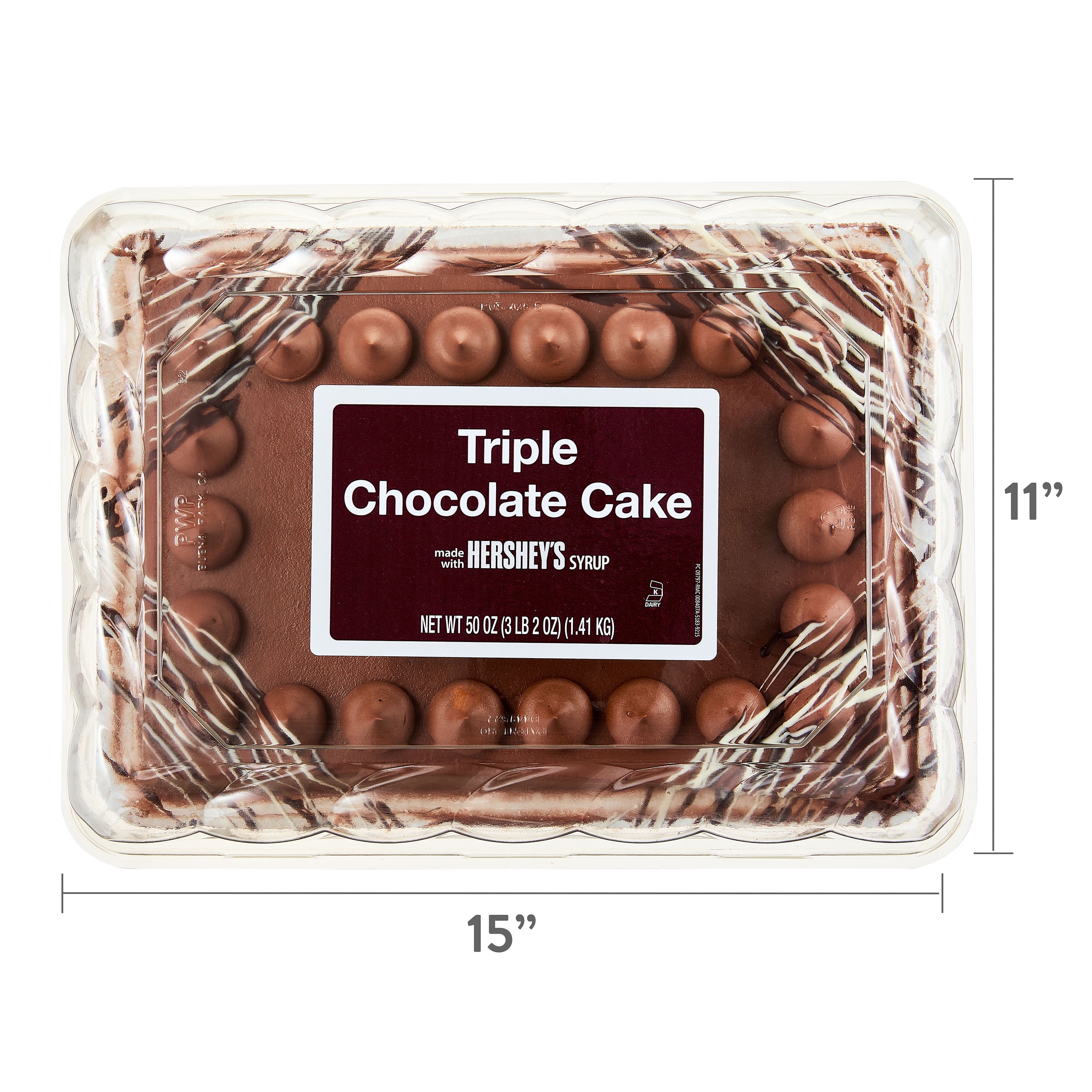 Freshness Guaranteed Triple Chocolate Cake, Made with Hershey's Icing, Serves 18, 50oz (Refrigerated Desserts)