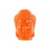 Ceramic Buddha Head With Beaded Ushnisha - Orange