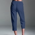 thumbnail image 7 of Simua Women's Capris Pants Cotton Linen Casual Summer Straight Leg Loose Elastic Waist Cropped Trousers, 7 of 7
