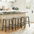 thumbnail image 5 of Bar Stools, Set of 2 Chairs, 23.6 Inch Saddle Kitchen Counter Stools With Footrests, Industrial for Dining Room, Kitchen, Counter, Bar, Greige and Black BG02MD01, 5 of 18