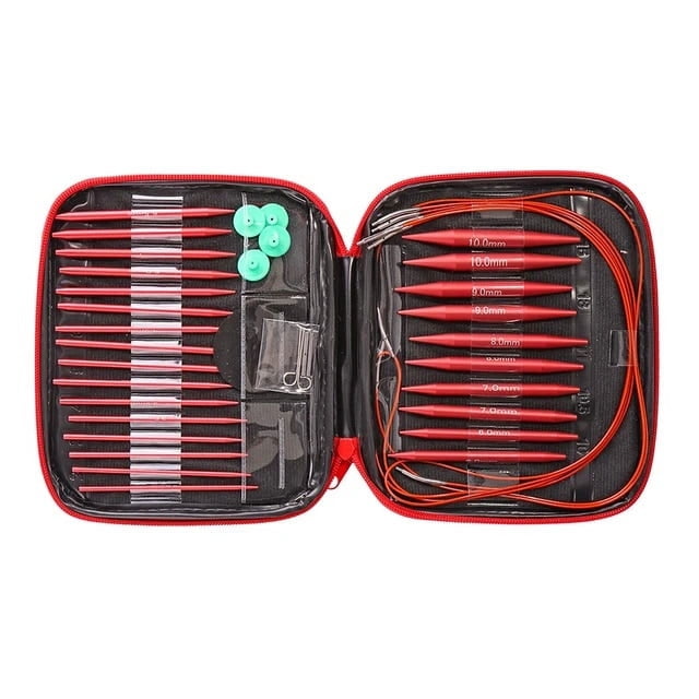 13 Pair Crochet Hook Circular Knitting Needles Set with Case Aluminium Hand Sewing Set DIY Weaving Sewing Crafts Knitting Tools