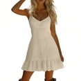 thumbnail image 4 of Vetsdori Womens Summer Mini Dresses Casual, Cotton Linen A-Line Slip Dress Tank Sleeveless,V-Neck Pleated Party for Ladies Lightweight, 4 of 7