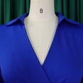 thumbnail image 6 of AURA Plus Size Spring Elegant Lapel High Waist A Line Maxi Dress Long Sleeve Puff Sleeve African Work Dress with Belt, 6 of 9
