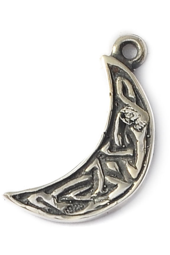 Celtic Moon Handmade 92.5 Sterling Silver Necklace Pendant Jewelry With Cotton Cord