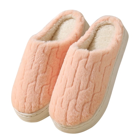 Xfvqtps Women Fuzzy Slippers Fluffy Furry Solid Color Fleece Lining Soft Thick Sole Memory Foam Slip on Non-Slip Comfortable Cozy Indoor Warm Winter EVA House Slippers