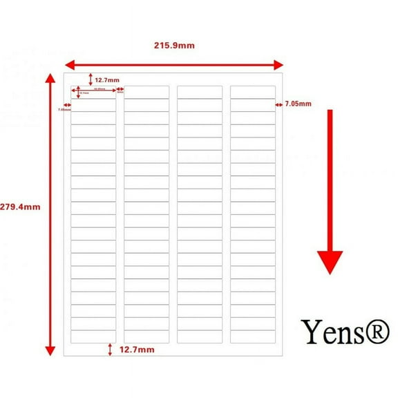 Yens® Label 80up Labels 100 sheets for Laser/InkJet 1 3/4 x 1/2 Inch (Same size as Avery 5167)
