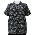 thumbnail image 1 of A Personal Touch Women's Plus Size Short Sleeve Button-Up Print Blouse with Shirring - Black & White Wildflowers - 4X, 1 of 3