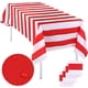 thumbnail image 1 of Liangnv - Paquete de 4 manteles de plástico con rayas rojas y blancas para carnaval, circo, decoración para noches de cine y fiestas de béisbol, 1 of 5