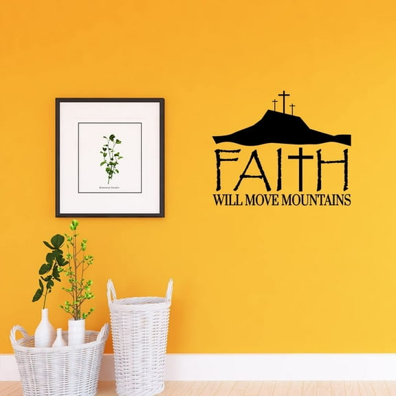VWAQ Faith Will Move Mountains Religious Home Decor Inspirational Wall Decal