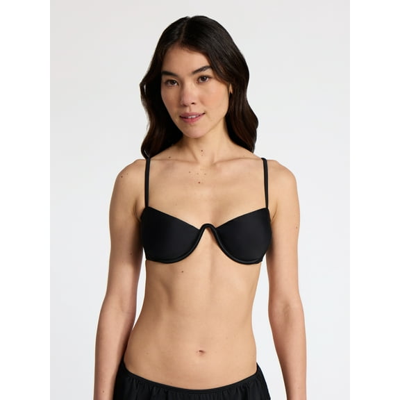 No Boundaries Solid Underwire Balconette Bikini Top, Women’s