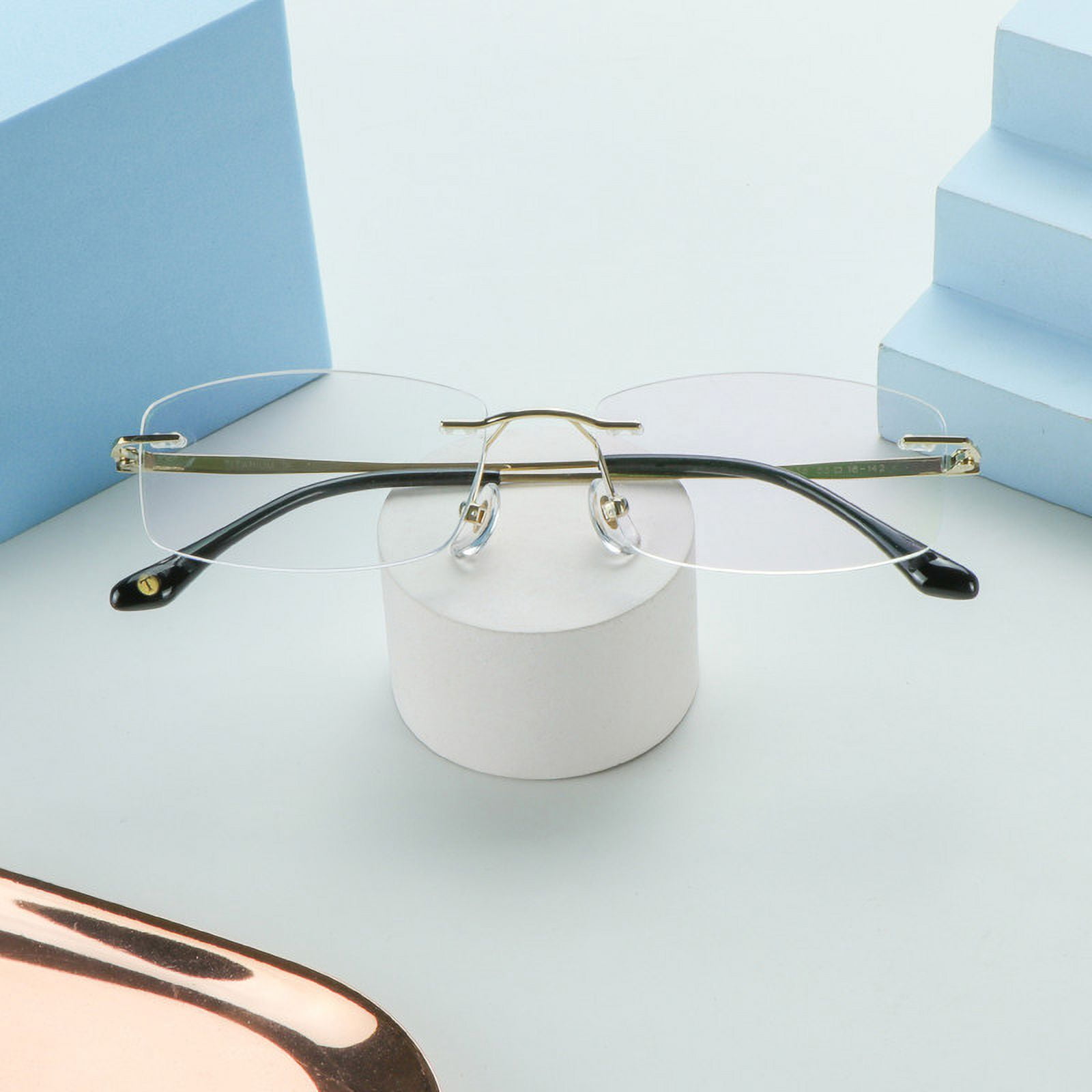 LifeArt Pure Titanium Frame Glasses/Blue Light Blocking Reading Glasses, Reduce Eyestrain, Stylish for Men and Women(Gold,+2.50 Magnification)