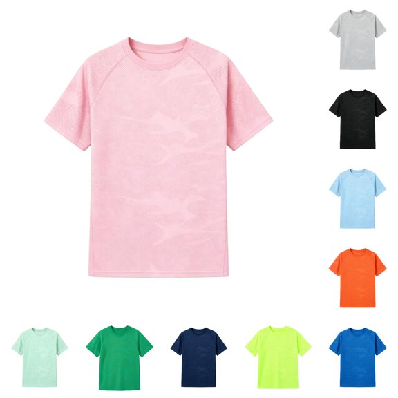 RMGVDSD Boys Athletic Short Sleeve T Shirts Kids Sports Performance Tees Tops Quick Dry Tshirts Lightweight Breathable T-Shirts 11-12 Years