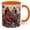 Orange, variant on Cardinal Bird Coffee Mug, Ceramic Floral Cup for Bird Lovers, Red Cardinal Pair with Botanical Artwork, Nature Gift for Home Office