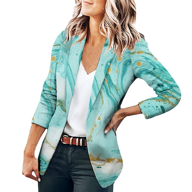 Veste de Costume Décontractée à Manches Longues Imprimée pour Femmes pour Affaires