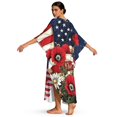 thumbnail image 2 of Xixirimido American Flag Daisy Floral Print Kaftan Dresses for Women Plus Size V-Neck Moo Moos Batwing Sleeve Caftan Beach Dress Bathing Suit Cover-Up Loungewear, 2 of 7