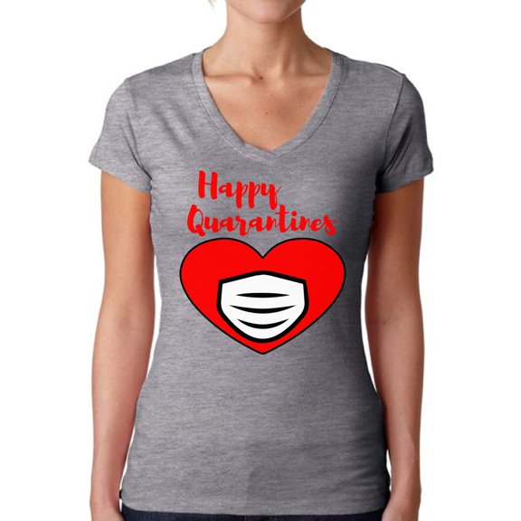 Valentines Day Shirt for Women Funny Heart Valentine 2021 V-Neck Tees Sarcasm Humour Graphic TShirt Gifts for Her