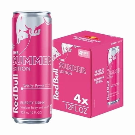 Red Bull Summer Edition Energy Drink,  White Peach,  12 fl. oz.,  Pack of 4  ( 2 pack )