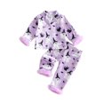 thumbnail image 2 of RUINIXCW Kids Toddler Baby Girl Halloween Silk Stain Pajamas Set Fall Sleepwear Ghost Print Fur Cuffs Long Sleeve Button Down Shirt and Pants Set Homewear Loungewear 1-8 Years, 2 of 9