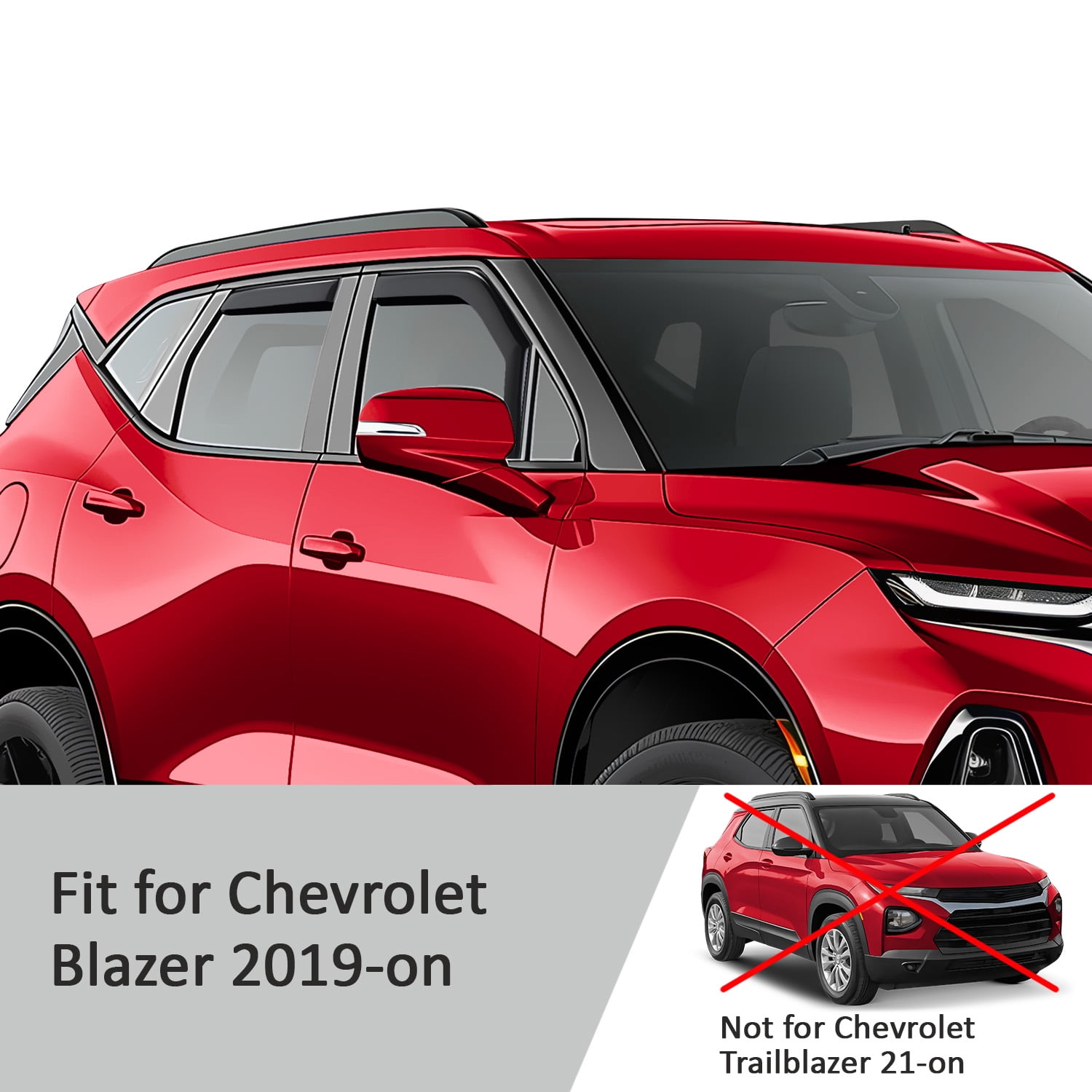 Voron Glass in-Channel Extra Durable Rain Guards for Chevrolet (Chevy) Blazer 2019-2026, Window Deflectors, Vent Window Visors, 4 Pieces - 200676