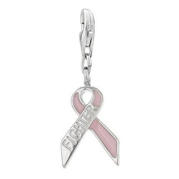 Fighter Ribbon Awarness Clip On For Bracelet Charm Pendant for European Charm Jewelry w/ Lobster Clasp