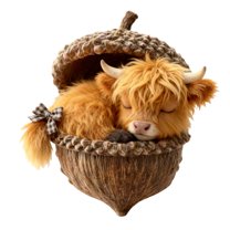 Forest Animal Acorn Ornaments Cozy Forest Christmas Decorations 2D Acrylic Rustic Animal Figurines Pine Cone Designs Holiday Home Decor with Highland Cow, 1PC