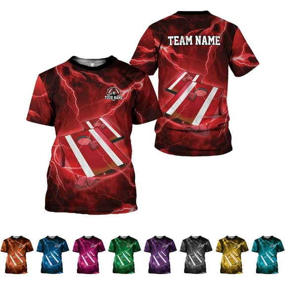 Personalized Cornhole 3D Player T-Shirt for Team Uniform Funny Gift Men Women (Red, S)