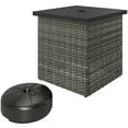 thumbnail image 2 of Outsunny All Weather Wicker Side Table with 1.5" Umbrella Hole, Square Outdoor End Table with UV-Resistant Frame, Storage Space for Patio, Mixed-Gray, 2 of 9