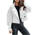 thumbnail image 2 of YUNAFFT Warm Wool Blend Casual Jacket with Classic Collar Button Front Short Coat for Women Office Daily Outwear, 2 of 9
