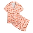 thumbnail image 2 of OOOUM 2 Piece Lounge Sets For Kids Printed Button Lapel Short Sleeved Top & Shorts Outfits Sets Summer Stylish And Comfortable Clothing Sets Orange 5-6 Years, 2 of 4