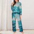 thumbnail image 2 of Fotbe Turquoise Ocean Reflection Conjunto de Pijama de Manga Larga para Mujer con Estampado, Ropa de Dormir de 2 Piezas, Conjunto de Casa Suave y Cómodo con Bolsillos-Medium, 2 of 7