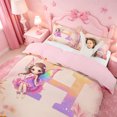 thumbnail image 3 of meiyoeat Pastel Floral Monogram Twin Duvet Cover,Kawaii Elf Girls Twin Bedding For Girl,Pink Reversible,2-Piece,1 Duvet Cover and 1 Pillowcase, 3 of 6