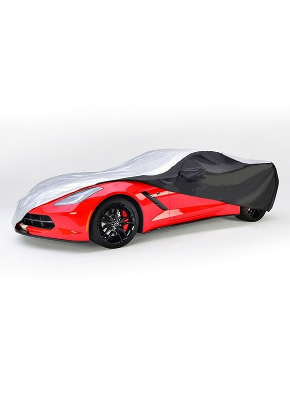 C7 Corvette Intro-Guard Indoor/Outdoor Car Cover with Embossed Logo: Silver/Black
