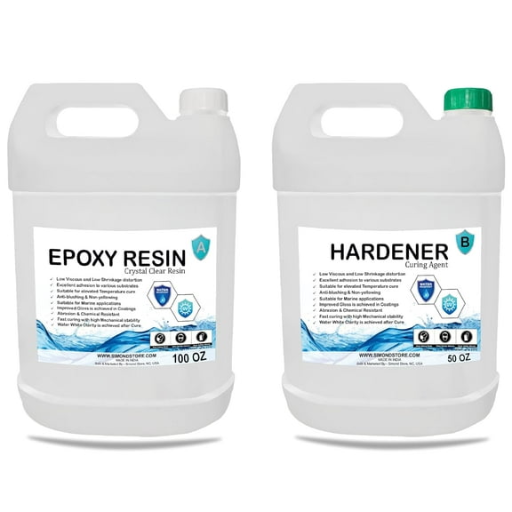 Epoxy Resin Kit - 1 Gallon (100 Oz Epoxy   50 Oz Hardener Approx.) Countertop Epoxy Kit - Yellow Resistant & Clear - Liquid Glass Epoxy