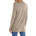 thumbnail image 3 of Fancyglim Women Tee Shirts Long Sleeve Round Neck Tunic Top Pockets Khaki XL, 3 of 5