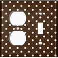 thumbnail image 2 of Metal Light Switch Wall Plate Outlet Cover (White Polka Dots Pattern Coffee Black - Single Duplex Single Toggle), 2 of 2