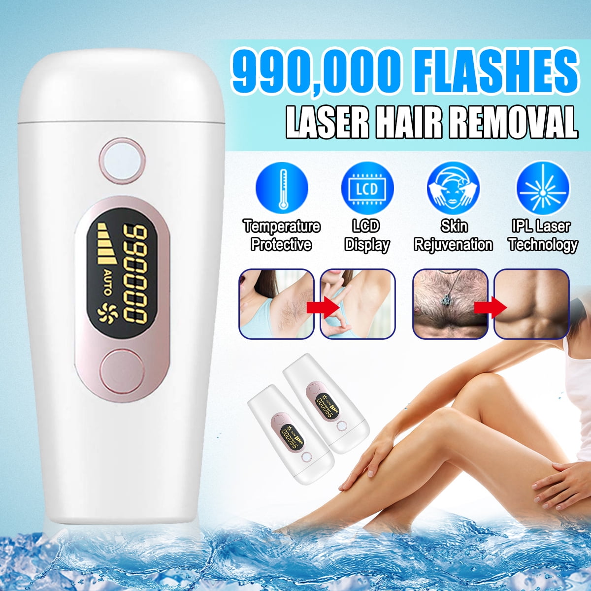 IPL Hair Removal Epilator Face Body Portable 990,000 Laser Painless