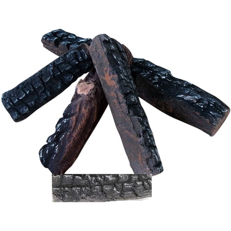 4pcs Ceramic Realistic Fire Glow Wood Logs for All Types of Indoor or Outdoor Fireplaces & Fire Pits
