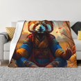 thumbnail image 1 of Balery Prairie Meditating Raccoon Manta de Franela con Dibujo, Lujo Ultra Suave y Cálido, Antipelusa y Resistente a las Arrugas para Cama, Sofá, Camping -40"x30", 1 of 6