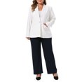 thumbnail image 2 of Agnes Orinda Women's Plus Size Blazer Button Down Collarless Long Sleeve Business Casual Jacket with Pockets 4X White, 2 of 6