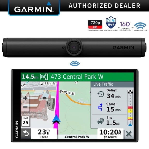 Restored Garmin 010-01866-00 BC 40 Wireless Backup Camera Bundle with Garmin Drivesmart 65T 6.95" GPS Navigator with Traffic and Smart Features (Refurbished)