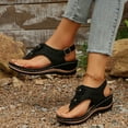 thumbnail image 4 of Tao Tao Sandals With Arch Support Flip Flops For Women Wedge Sandals Comfortable Walking Sandals Cushion Footbed Platform Sandals Summer Slip On Thong Sandals Black 42, 4 of 9